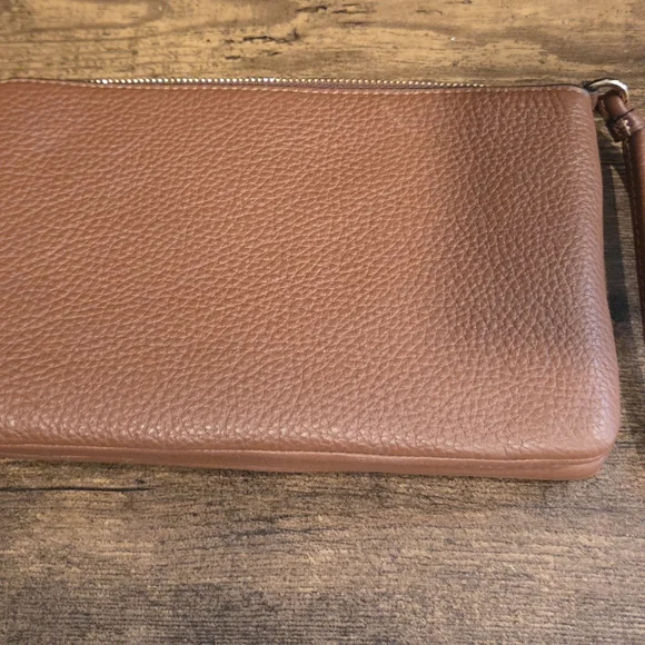 Coach Pebbled Leather Wristlet - Brown - Picture 5 of 9